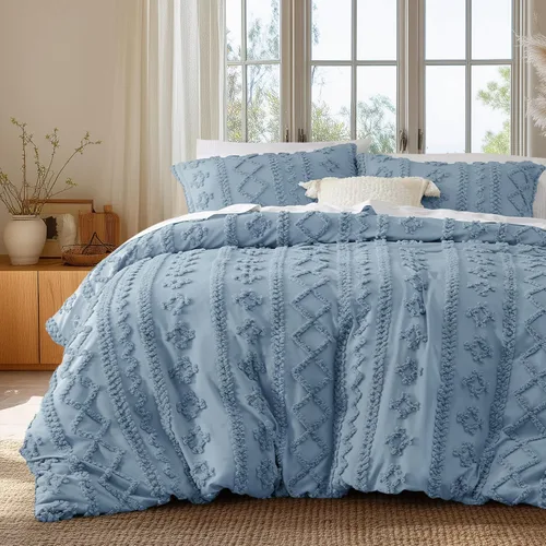 Vista 81 de Bedsure Funda de edredón bohemia para niños tamaño Queen (relleno de edredón/edredón no incluido) - Funda de edredón copetuda Queen para todas