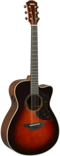 Vista 6 de Yamaha A-Series A1M TBS guitarra electroacústica de chaqué, de caoba natural, Dreadnought color tabaco., Resplandor solar del tabaco