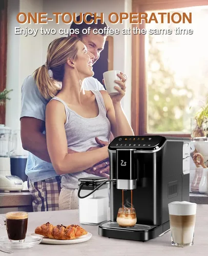Vista 7 de Zstar Máquina de café expreso totalmente automática con espumador de leche, cafetera de café expreso profesional con molinillo, limpieza automática