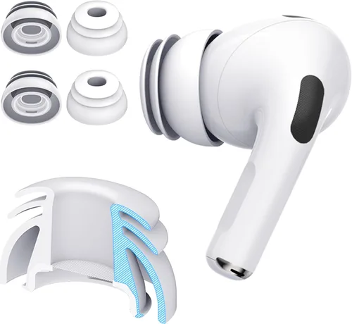 Vista 11 de Almohadillas Premium de múltiples pestañas para AirPods Pro 1 y 2 (X-Pequeño) – Siempre se ajustan, nunca se deslizan