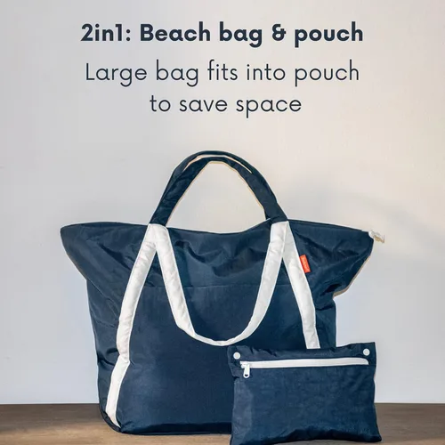Vista 7 de Bodysurf Packable Beach Bag with Zipper, Travel Beach Bags Waterproof Sandproof, Lightweight Beach Bags, Tote Bag, Pool Bag