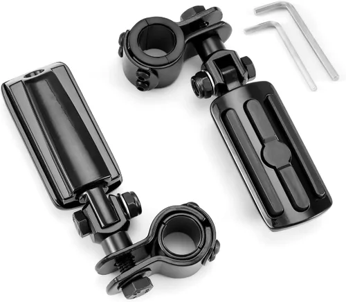 Vista 3 de Estriberas de autopista para motocicleta, estilo A, aleación de aluminio y goma, ajuste universal, parte trasera, compatible con Harley Touring