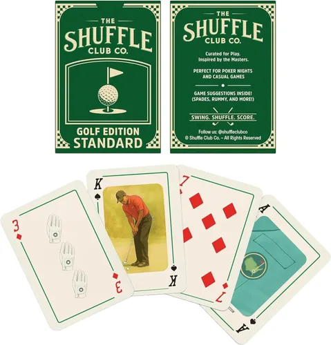 Vista 5 de Naipes de golf – Baraja de golf vintage ilustrada a mano Tarjetas de póquer y blackjack temáticas de golf Regalo premium para golfistas