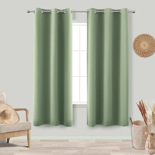 Vista 67 de KOUFALL Cortinas de Baño Aqua para Ventana, Juego de 2 Paneles Decoración Costera Cortinas Cortas Opacas para Ventana Pequeña de Cocina Puerta