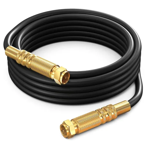 Vista 9 de Cable coaxial RG6, cuádruple blindado, 1.5 / cable de cobre negro sin oxígeno para TV, Internet y más - Cable coaxial flexible