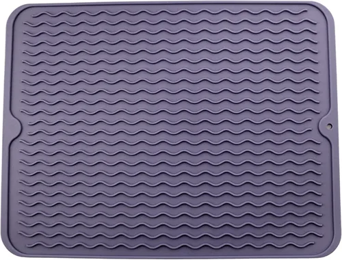 Vista 7 de Dependable Industries - Tapete de secado de silicona, 16 x 12 pulgadas, diseño ranurado, resistente al calor, antideslizante, sin BPA, para platos