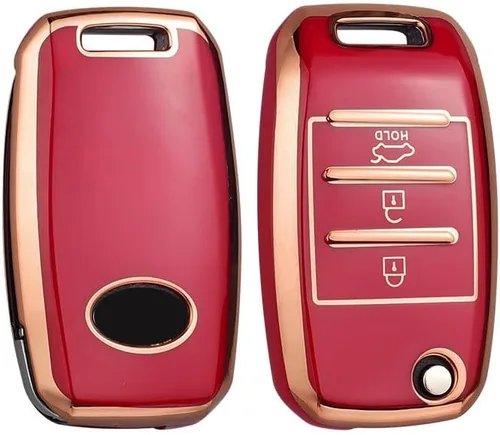 Vista 5 de Funda de TPU suave para llaves compatible con Kia K3 K5 Cerato Llavero Llavero Llavero Protector de llave 3 botones Blanco