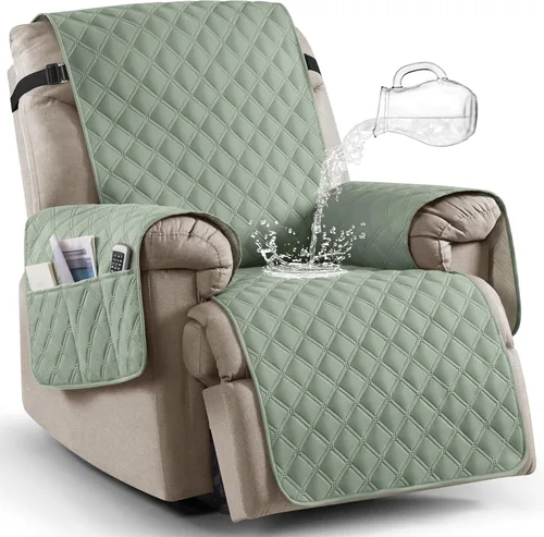 Vista 27 de Ruaozz Funda para Silla Reclinable 100% Impermeable Antideslizante Funda Reclinable para Silla Reclinable Funda de Asiento de Silla Lavable con Beige