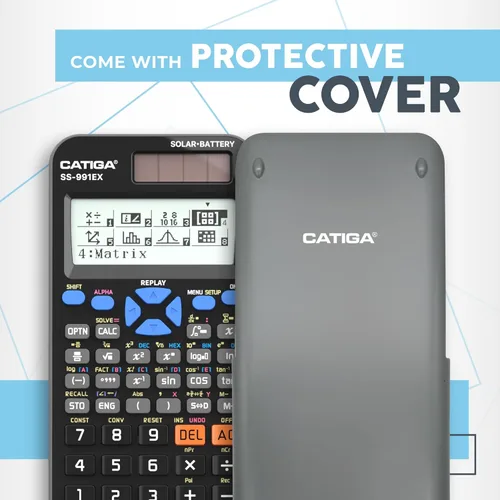 Vista 6 de CATIGA Calculadora científica SS-991EX con 550 funciones avanzadas, funciona con energía solar y por batería, multifunción, matemáticas de escuela
