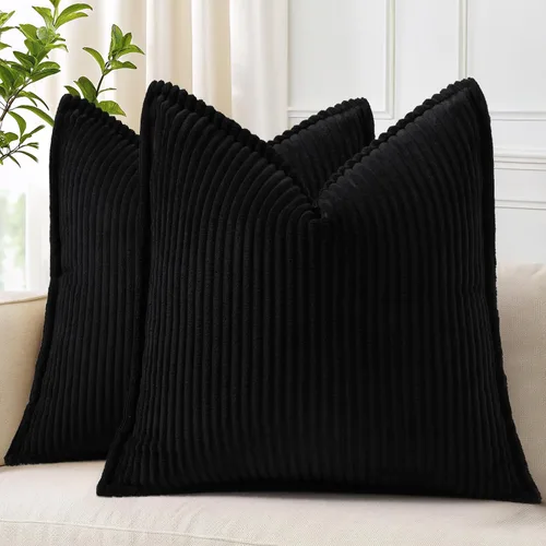 decorUhome - Juego de 2 fundas de cojín de pana decorativas, suaves, estilo bohemio y rural europeo, para sala, cama, sofá, fundas de cojín a rayas,