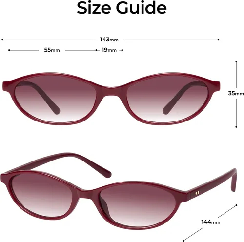 Vista 6 de mosanana Gafas de sol ovaladas retro para mujer, diseño de ojo de gato Y2K de los años 90, MS52587