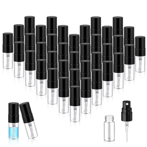 Vista 9 de Zhehao 25 mini botellas de spray de 0.1 fl oz botellas de perfume de vidrio transparente recargables de niebla fina atomizador de perfume portátil
