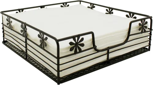 CVHOMEDECO. Primitives - Servilletero plano decorativo para servilletas de papel de cóctel, oxidado, 8-1/4 x 8-1/4 x 2-1/2 pulgadas