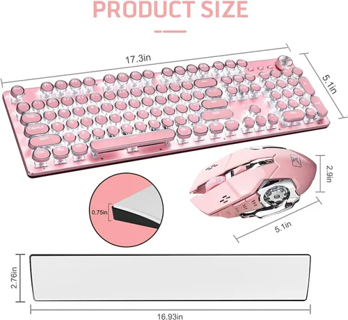 Vista 8 de Juego de reposamuñecas para teclado y mouse para juegos, teclado mecánico retro punk, reposamanos de espuma viscoelástica, mouse