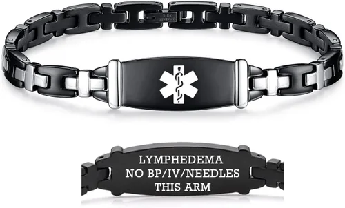 Vista 23 de LinnaLove Lady Medical Alert - Pulseras médicas de acero inoxidable para mujer, 7.5 pulgadas