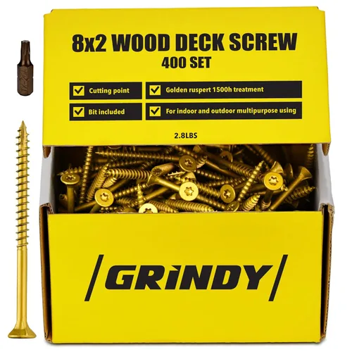 Vista 18 de Grindy - Tornillos para madera #9 x 2 1/2 pulgadas (paquete de 300/2.6 libras) – Tornillos de cubierta autoperforantes I resistentes a la corrosión