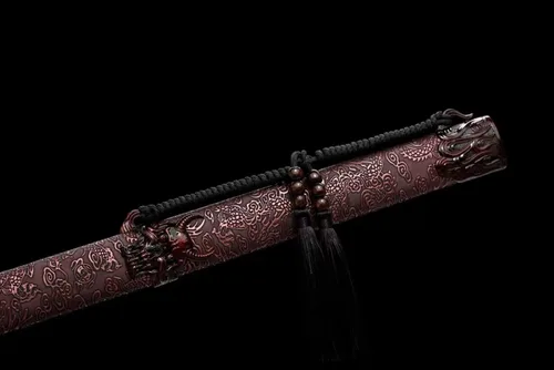 Vista 7 de LOONGSWORD Espada china, espadas Tang Dao real, espada táctica (hoja roja de acero de alto carbono forjado, accesorios de aleación)