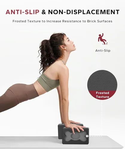 Vista 5 de HAPBEAR Yoga Blocks 2 Pack - 9x6x3in High-Density EVA Foam with Non-Slip Textured Surface, Supportive for Deep Stretching & Lightweight - Ideal for
