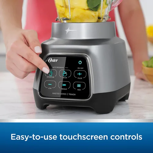 Vista 2 de Oster Licuadora de vidrio de 800 vatios con controles de pantalla táctil y programas automáticos