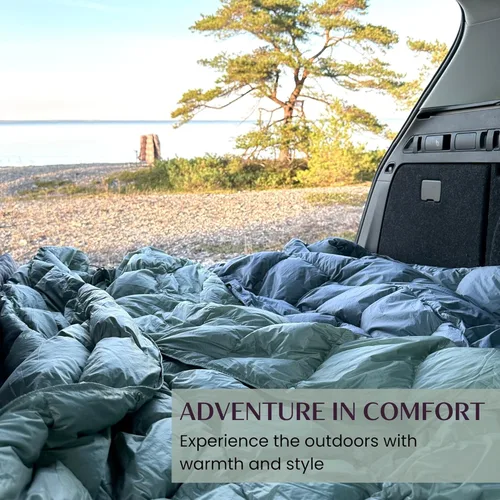 Vista 9 de Manta de Campamento de Plumón con Caja para los Pies – Manta de Acampada Ligera, Plegable, Resistente al Agua y Cálida Compacta para Exteriores