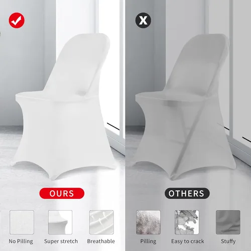Vista 5 de HAINARverS - Fundas plegables para sillas, 100 unidades, universales, ajustadas, elásticas, protector de silla de elastano de mejora para bodas