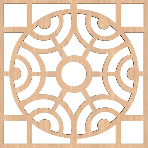Vista 4 de 11 3/8"W x 11 3/8"H x 1/4"T Small Walton Decorative Fretwork Wood Wall Panels, Hickory