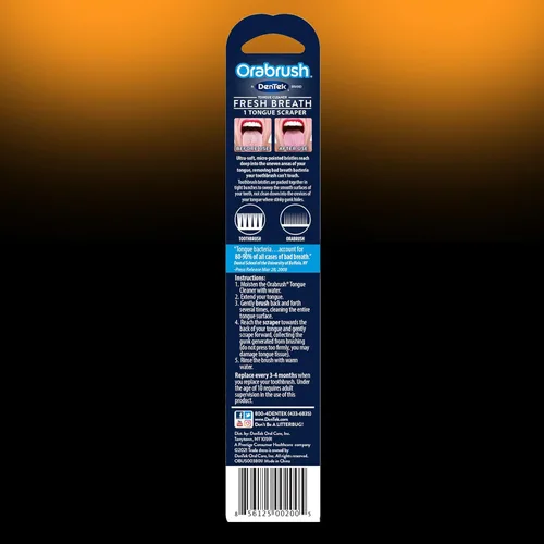 Vista 6 de DenTek Orabrush - Raspador de lengua, cepillo limpiador de lengua suave para un aliento fresco, 2