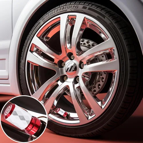 Vista 3 de 4 piezas de tapas de vástago de válvula de neumático de automóvil, tapas de válvula de aire de neumático a prueba de fugas de aleación de aluminio