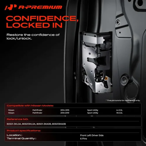 Vista 2 de A-Premium Conjunto de actuador de cerradura de puerta compatible con vehículos Nissan - Pathfinder 2014-2015 L4 2.5L, 2013-2019 V6 3.5L, vehículo