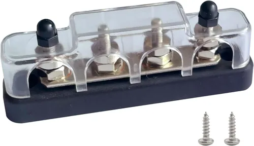 Vista 2 de 4 x Pernos #10 (M5) para Barra de Bus, Ampper Bloque de Distribución de Tierra de 4.2", Barra de Bus de Batería de Latón con Cubierta para Negro