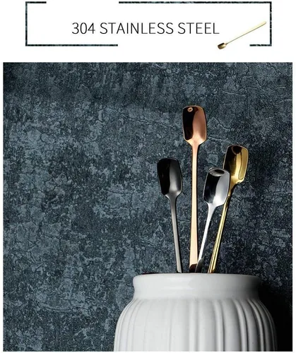 Vista 8 de COMIART - Cucharas de té helado de mango largo para mezclar, 6.7 pulgadas, cabeza cuadrada, cucharaditas de café, cucharas de cóctel, ideal para uso