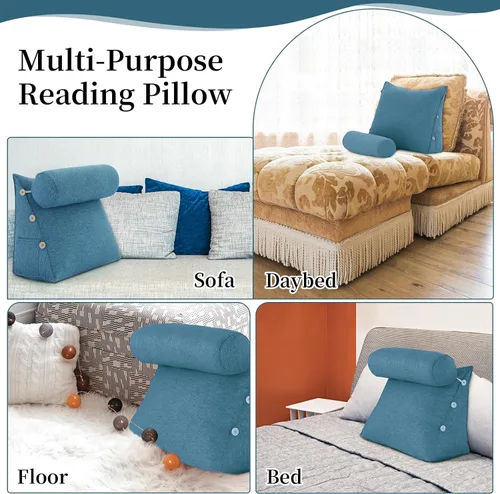 Vista 3 de almohada de lectura con cuña para cama, cojín de descanso triangular ajustable para sofá, almohada en forma de cuña para soporte lumbar, cervical