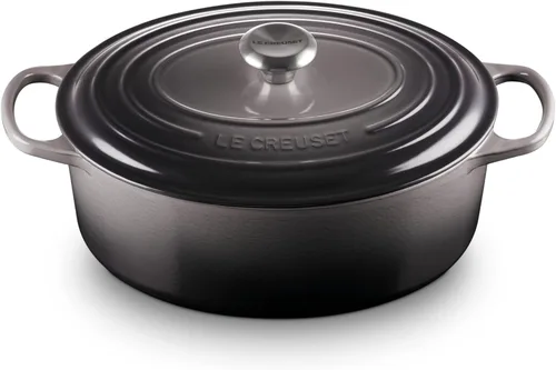 Vista 32 de Le Creuset Horno holandés ovalado Signature de hierro fundido esmaltado, 2.75 cuartos de galón., Blanco