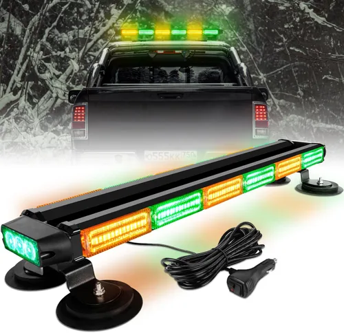 Vista 7 de ASPL - Barra de luz estroboscópica de techo de 66 cm, 126 LED, doble cara, intermitente, luz de advertencia de seguridad, asesor de tráfico, luz
