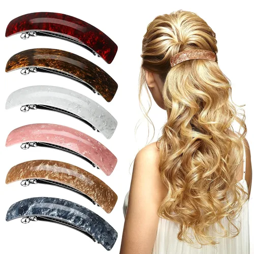 Vista 13 de WILLBOND 6 Piezas Pasadores de Cabello para Mujeres Pasadores Grandes para Cabello Clips Franceses Prendedor Broche Retro para Regalos de Mamá Oscuro