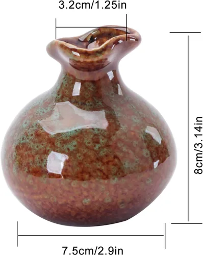 Vista 2 de Florero de cerámica, jarrones de flores esmaltadas, modernos jarrones decorativos de flores secas, jarrón elegante floral para repisa, centros