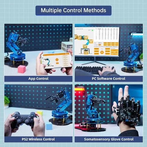 Vista 5 de Brazo robótico para Arduino AI Vision & Voice Interaction 6DOF Serial Bus Servo Smart Robot Arm, STEM Project Robot educativo y kits de ingeniería