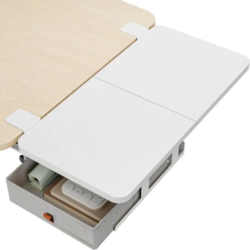 Vista 8 de PEGZONE Bandeja extensora de escritorio, estante de escritorio con abrazadera de 24 x 12 pulgadas, extensión de escritorio con cajón