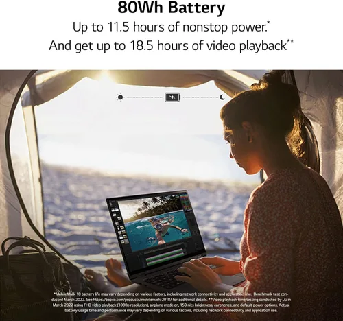 Vista 6 de LG gram Laptop 16T90Q 2 en 1 con pantalla táctil de 16 pulgadas, Intel Evo 12ª generación Core i5, 16 GB de RAM, SSD de 512 GB, Windows 11, verde