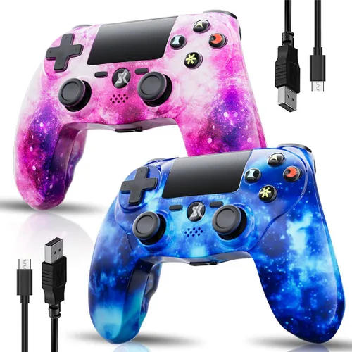CHENGDAO 2 Pack Wireless Controller for PS4, Double Shock Controller Compatible with Playstation 4 ProSlimPC with Sensitive Touch Pad,Mini LED