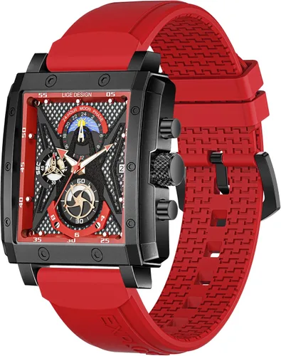 LIGE Relojes para hombre automáticos de cuero cronógrafo impermeable de acero inoxidable analógico cuarzo reloj de pulsera casual de negocios para