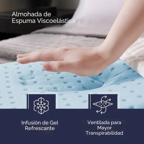 Vista 2 de Almohada de espuma viscoelástica de gel ventilada Weekender. Funda lavable. Tamaño estándar
