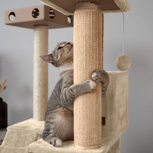 Vista 3 de Furhaven Funda para poste rascador envolvente para gatos de interior, se adapta a postes de hasta 3.5 pulgadas de diámetro, duradera y menos