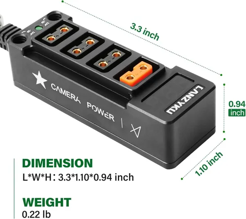 Vista 4 de Divisor D-Tap D-Tap de Voltímetro Regulado de 12V para ARRI ROJO Sony Teradek Smallhd DJI TILTA SmallRig Montaje en V Montaje en Oro, Roscas