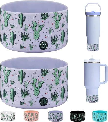 Vista 19 de WK IEASON 2 Piezas Protector de Base Boot para Vaso Stanley Quencher Adventure 40oz y Stanley IceFlow 20oz 30oz, Stealth Landing-2.83 pulgadas