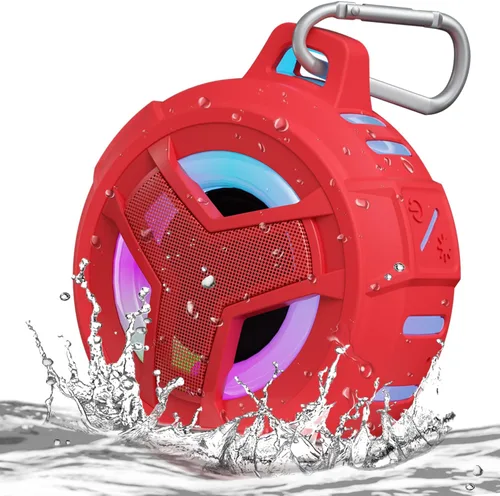 Vista 14 de EBODA Altavoz Bluetooth impermeable, altavoz inalámbrico para ducha, IP67 impermeable, luz LED, flotante, altavoces portátiles para viajes, piscina