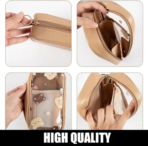 Vista 2 de Estuche de lápices de oso marrón, estuche Kawaii Stationary, estuche transparente para lápices escolar, caja de cosméticos, estuches lindos