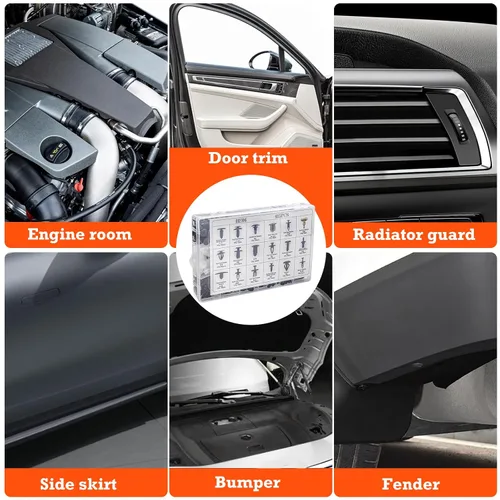 Vista 6 de Kit de clips y sujetadores de retención para automóvil – 18 tamaños universales de clips de parachoques de nailon, remaches para guardabarros, clips