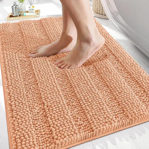 Vista 322 de OLANLY Alfombras de Baño Gruesas de 47 x 20 pulgadas, Extra Suaves Absorbentes de Chenilla a Rayas, Respaldo de Goma, Lavables y Secables a Máquina