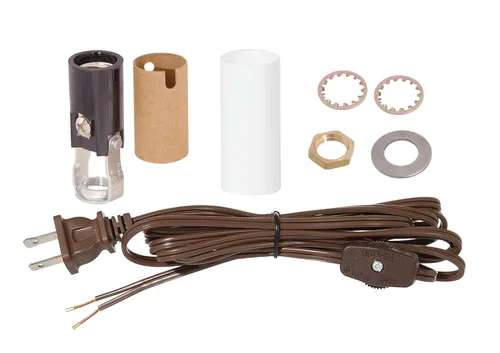 Vista 7 de B&P Lamp® Portalámparas de latón antiguo con juego de cables a juego y herrajes básicos